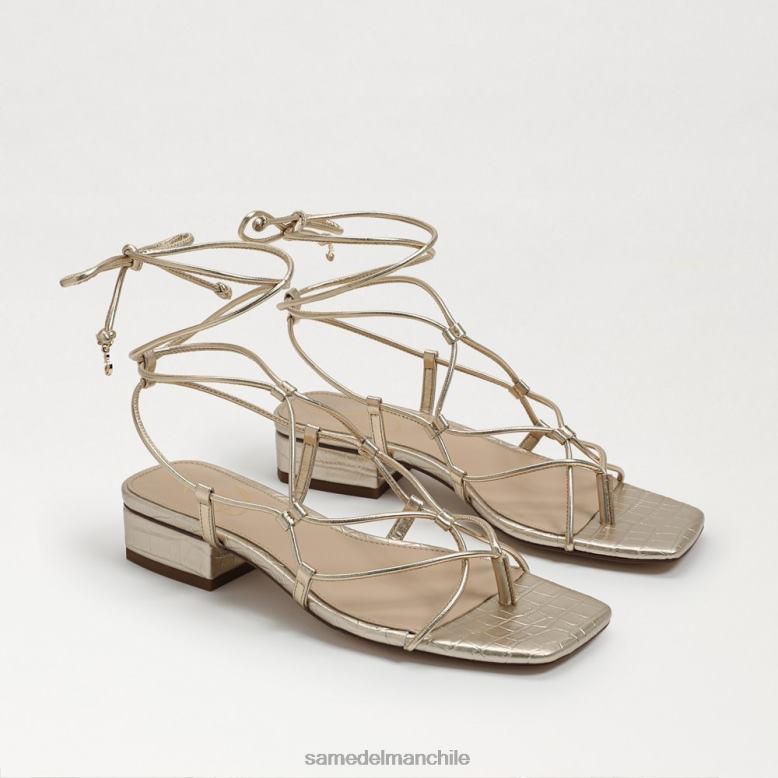 Sam Edelman P802J421 calzado cuero de hoja de oro mujer sandalia chiflada