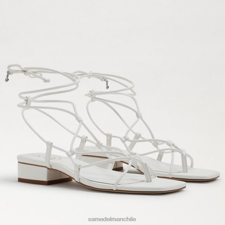Sam Edelman P802J422 calzado cuero blanco brillante mujer sandalia chiflada