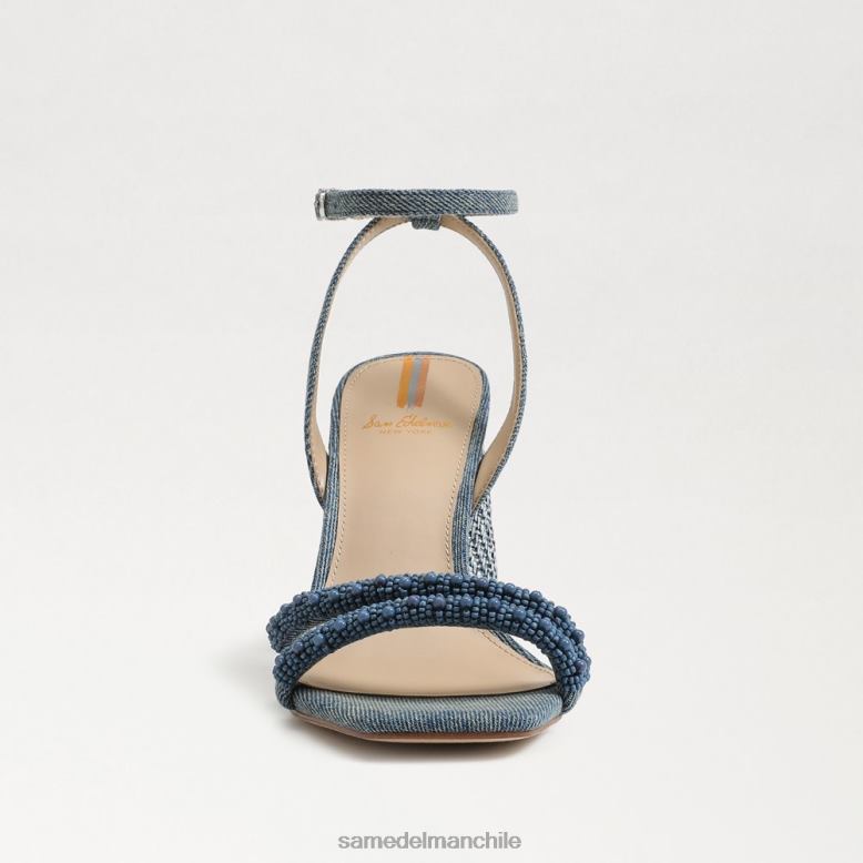 Sam Edelman P802J486 calzado lavado nuevo azul mujer sandalias kia con tacón cuadrado y cuentas