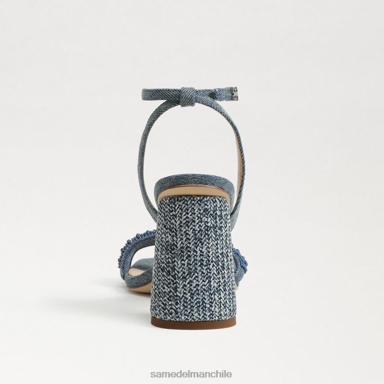 Sam Edelman P802J486 calzado lavado nuevo azul mujer sandalias kia con tacón cuadrado y cuentas