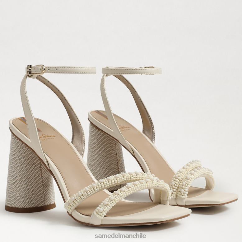Sam Edelman P802J488 calzado marfil moderno mujer sandalias kia con tacón cuadrado y cuentas