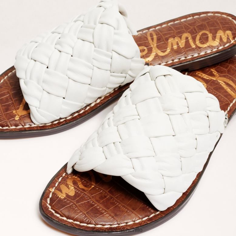 Sam Edelman P802J638 calzado blanco brillante mujer sandalias griffin tejidas