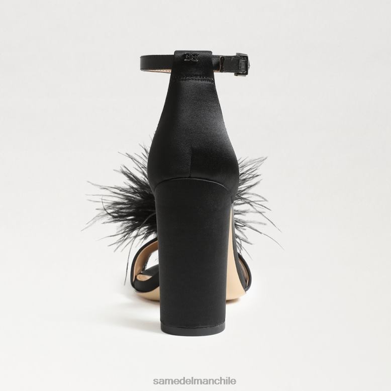 Sam Edelman P802J763 calzado satén negro mujer sandalia tacón plumas yaro