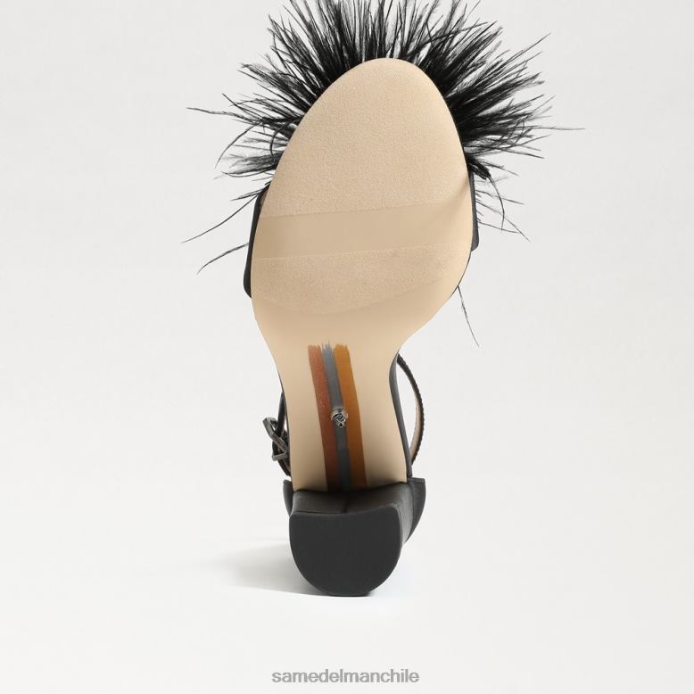 Sam Edelman P802J763 calzado satén negro mujer sandalia tacón plumas yaro