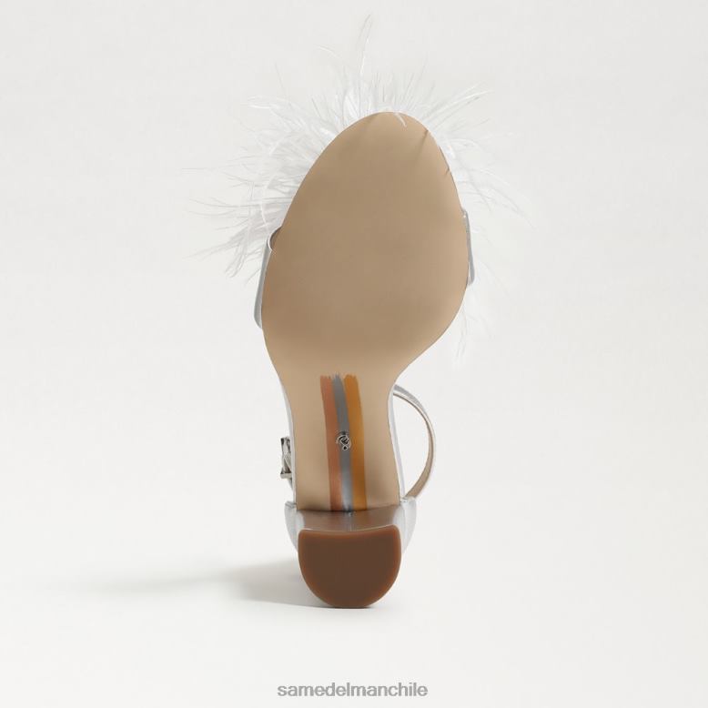 Sam Edelman P802J764 calzado plata suave mujer sandalia tacón plumas yaro