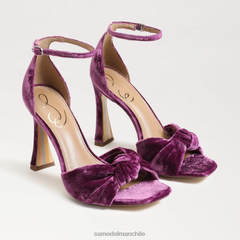Sam Edelman P802J874 calzado terciopelo de orquídea profundo mujer tacón con puntera abierta y correa en el tobillo lucía
