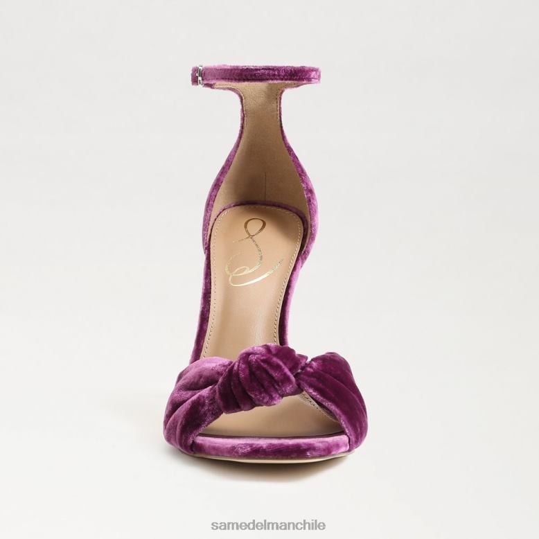 Sam Edelman P802J874 calzado terciopelo de orquídea profundo mujer tacón con puntera abierta y correa en el tobillo lucía