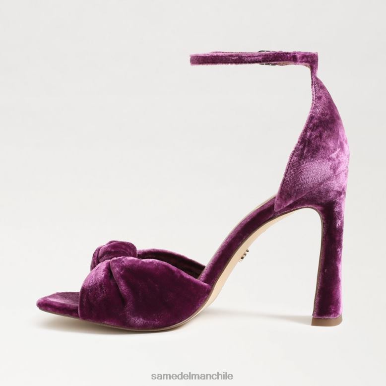 Sam Edelman P802J874 calzado terciopelo de orquídea profundo mujer tacón con puntera abierta y correa en el tobillo lucía
