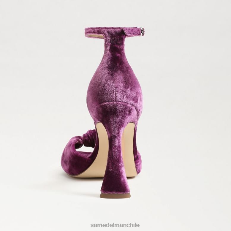 Sam Edelman P802J874 calzado terciopelo de orquídea profundo mujer tacón con puntera abierta y correa en el tobillo lucía