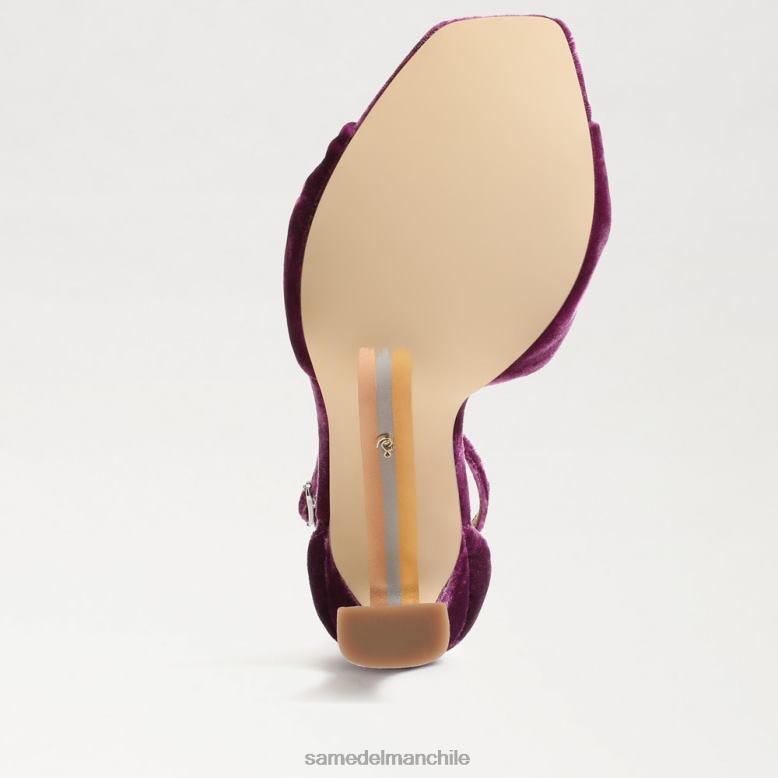 Sam Edelman P802J874 calzado terciopelo de orquídea profundo mujer tacón con puntera abierta y correa en el tobillo lucía
