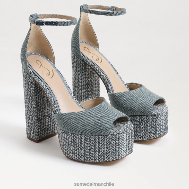 Sam Edelman P802J238 calzado lavado nuevo azul mujer tacón de plataforma kori