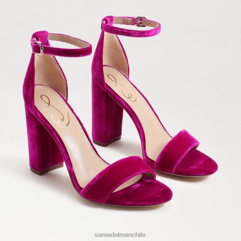 Sam Edelman P802J318 calzado terciopelo frambuesa mujer sandalia con tacón cuadrado yaro