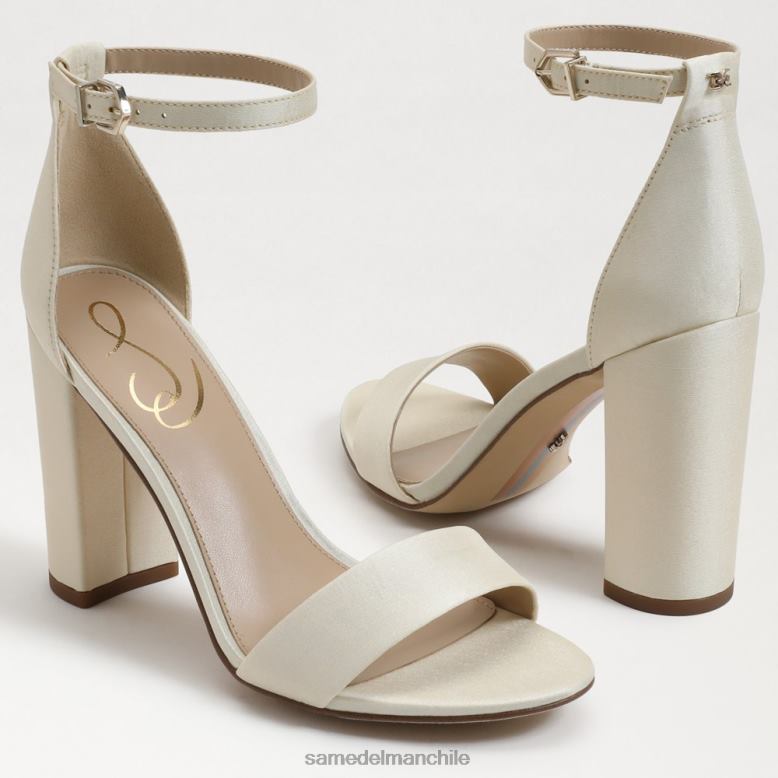 Sam Edelman P802J321 calzado seda marfil perla mujer sandalia con tacón cuadrado yaro
