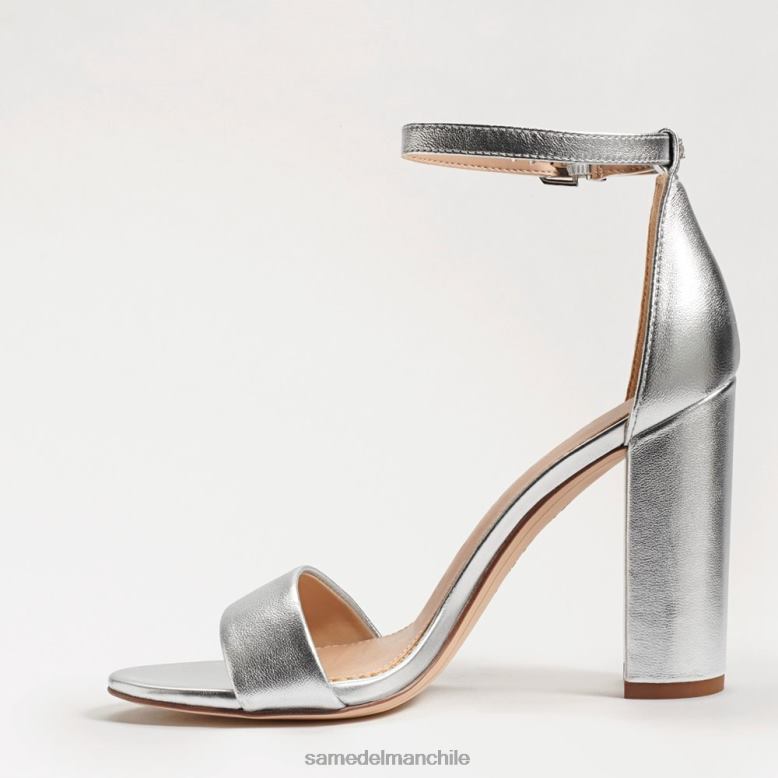 Sam Edelman P802J327 calzado cuero plateado mujer sandalia con tacón cuadrado yaro