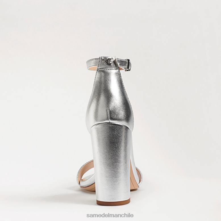 Sam Edelman P802J327 calzado cuero plateado mujer sandalia con tacón cuadrado yaro