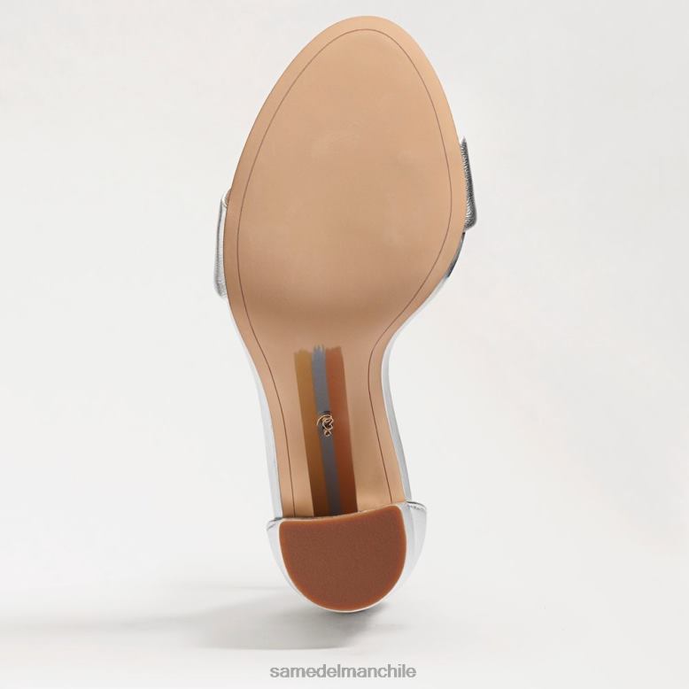 Sam Edelman P802J327 calzado cuero plateado mujer sandalia con tacón cuadrado yaro