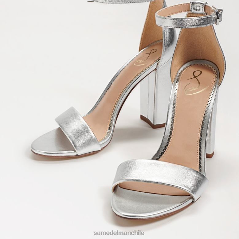 Sam Edelman P802J327 calzado cuero plateado mujer sandalia con tacón cuadrado yaro