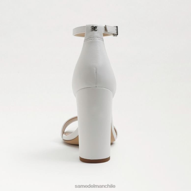 Sam Edelman P802J328 calzado cuero blanco brillante mujer sandalia con tacón cuadrado yaro