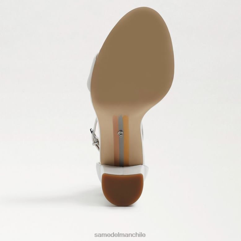 Sam Edelman P802J328 calzado cuero blanco brillante mujer sandalia con tacón cuadrado yaro