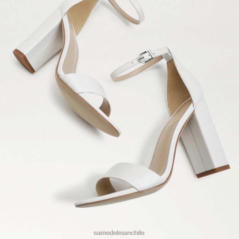 Sam Edelman P802J328 calzado cuero blanco brillante mujer sandalia con tacón cuadrado yaro