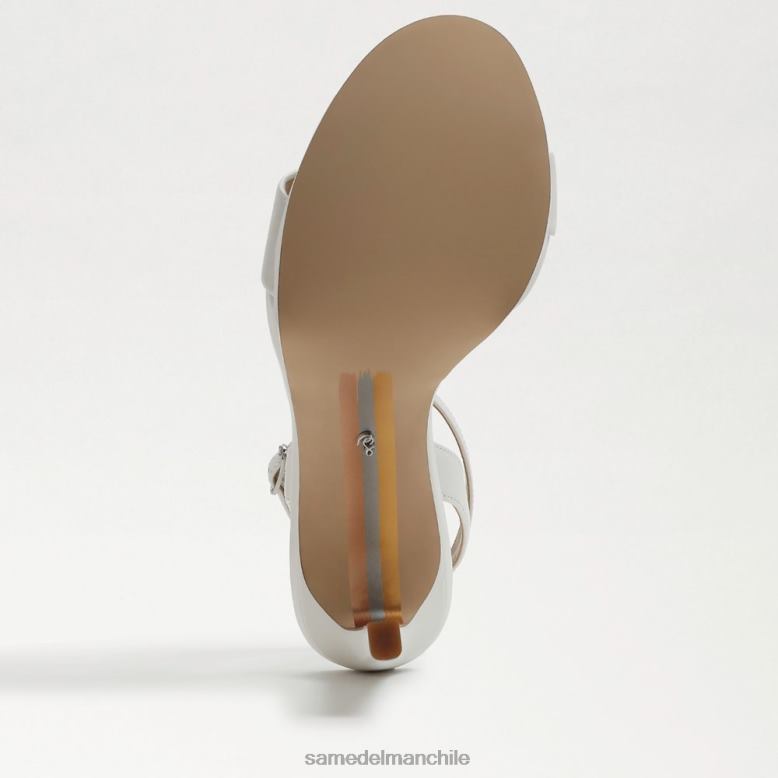 Sam Edelman P802J387 calzado cuero blanco brillante mujer tacón con correa en el tobillo de jade