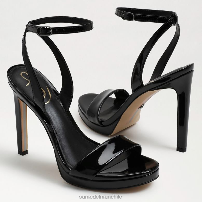 Sam Edelman P802J389 calzado charol negro mujer tacón con correa en el tobillo de jade