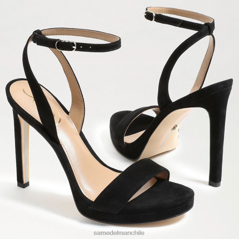 Sam Edelman P802J392 calzado ante negro mujer tacón con correa en el tobillo de jade