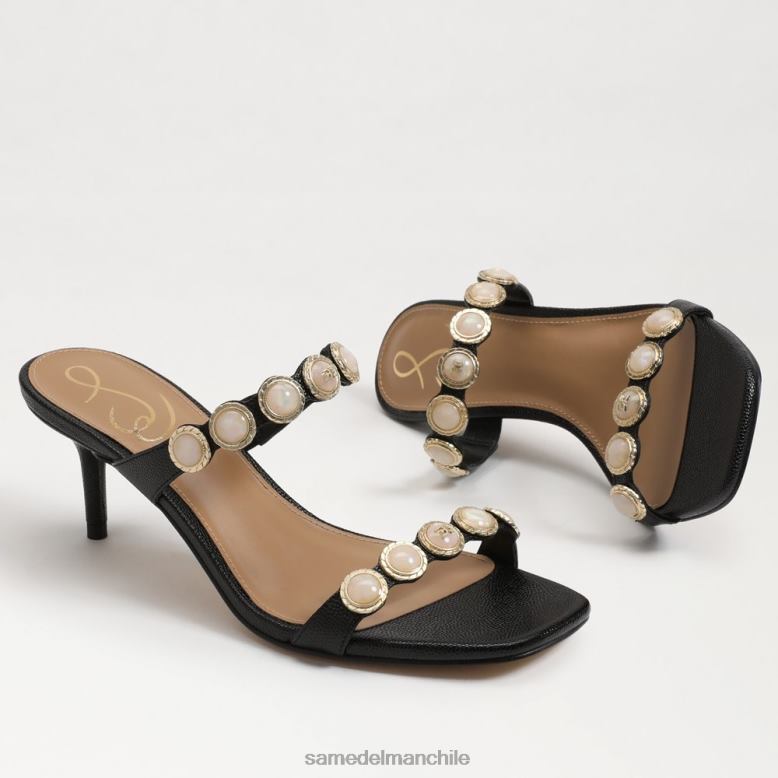 Sam Edelman P802J494 calzado lagarto negro mujer mules palma con tacón gatito