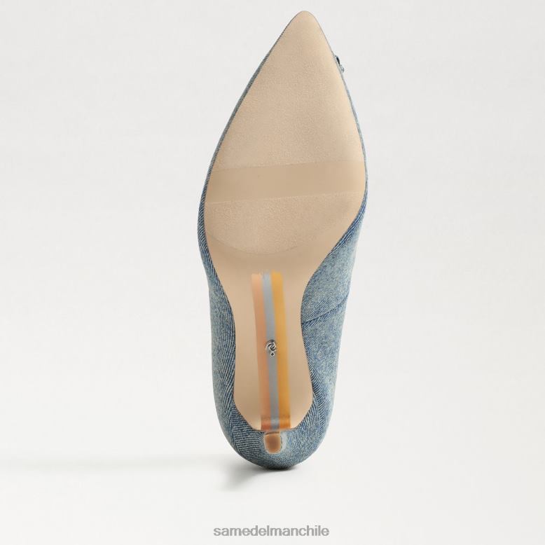 Sam Edelman P802J583 calzado lavado nuevo azul mujer tacón con puntera en punta y cuentas harriett