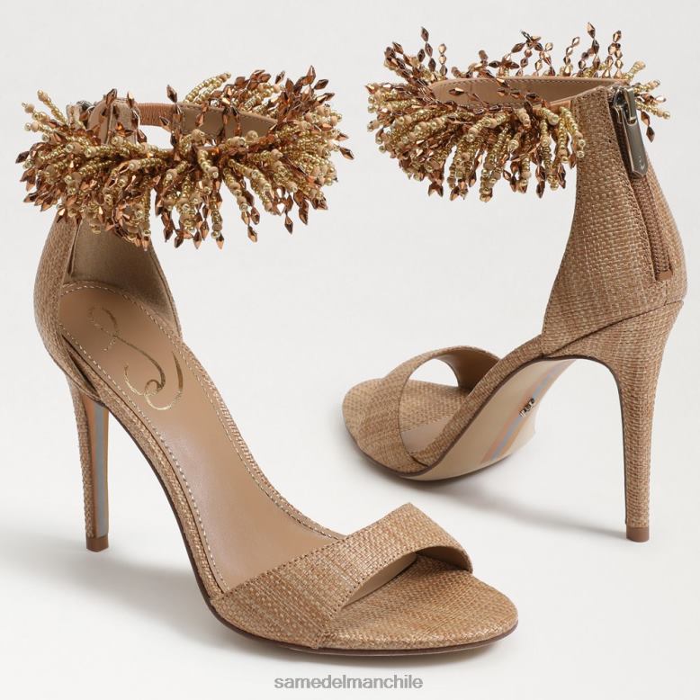 Sam Edelman P802J603 calzado bronceado mujer tacón con tira en el tobillo y cuentas Gillie