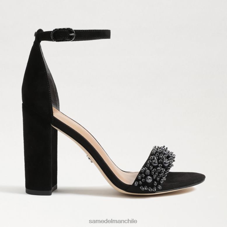 Sam Edelman P802J619 calzado ante negro mujer sandalia con tacón cuadrado yaro perla
