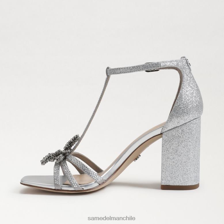 Sam Edelman P802J692 calzado plata suave mujer sandalia donnie con tacón cuadrado