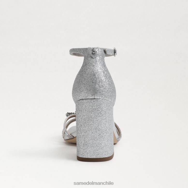 Sam Edelman P802J692 calzado plata suave mujer sandalia donnie con tacón cuadrado