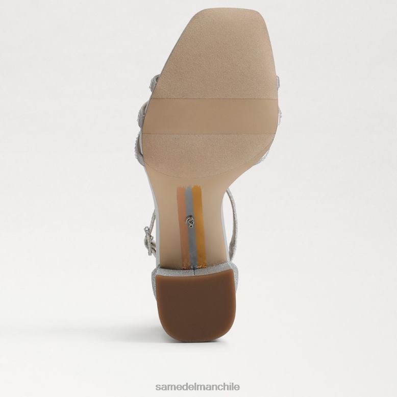 Sam Edelman P802J692 calzado plata suave mujer sandalia donnie con tacón cuadrado
