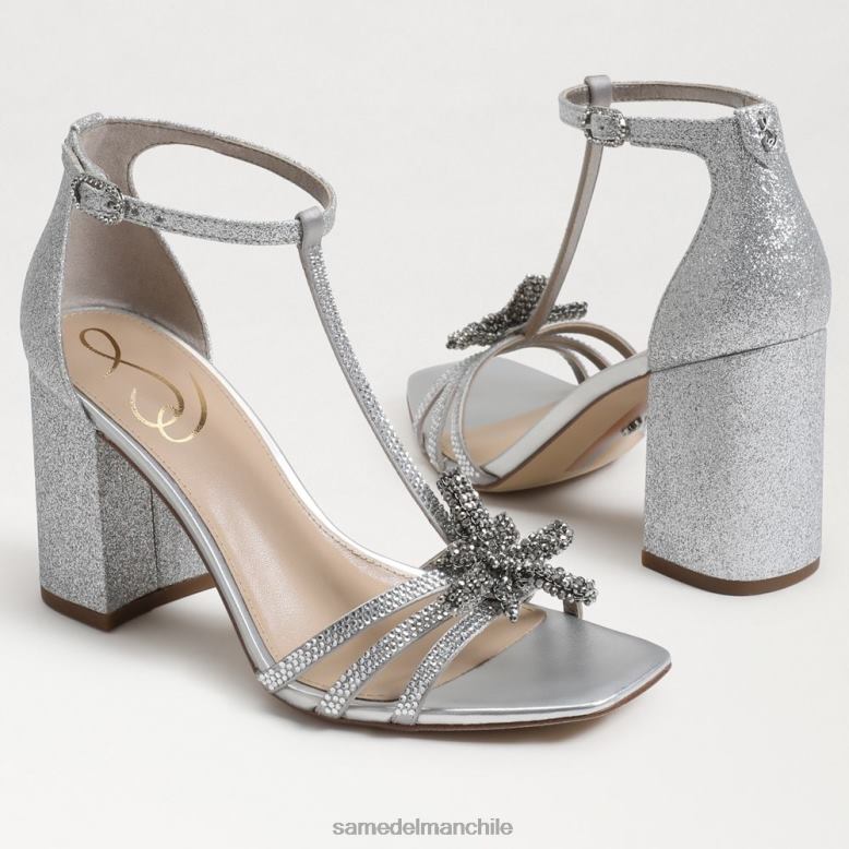 Sam Edelman P802J692 calzado plata suave mujer sandalia donnie con tacón cuadrado