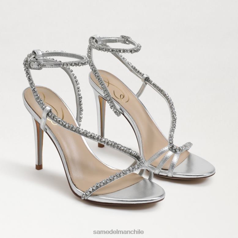 Sam Edelman P802J695 calzado plata suave mujer tacón granger con correa en el tobillo