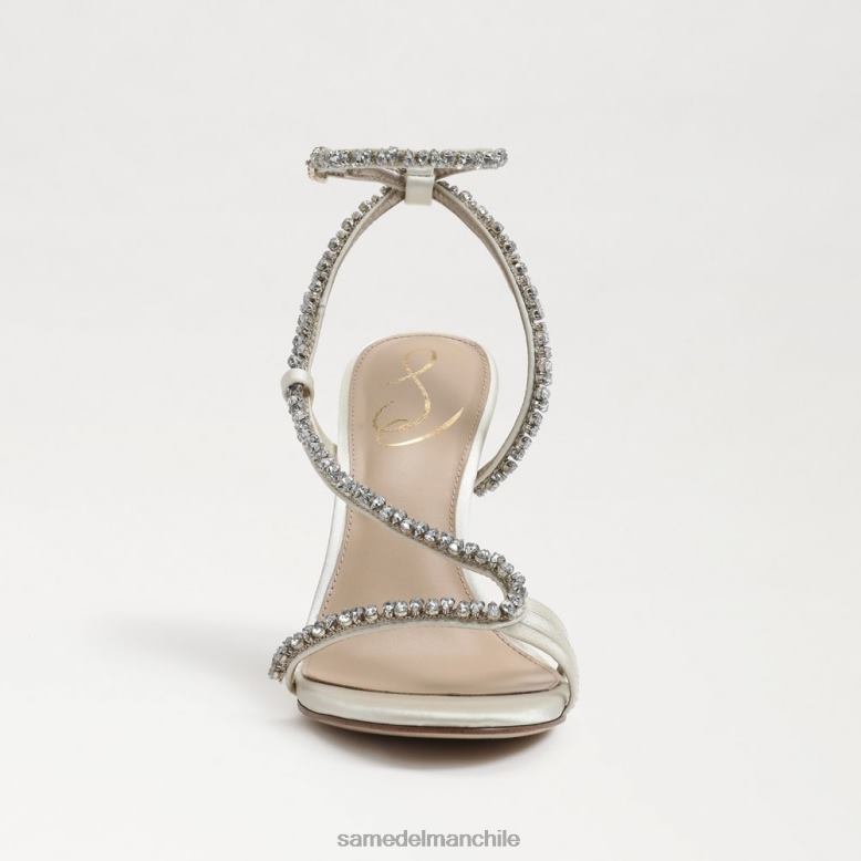 Sam Edelman P802J696 calzado satén marfil perla mujer tacón granger con correa en el tobillo