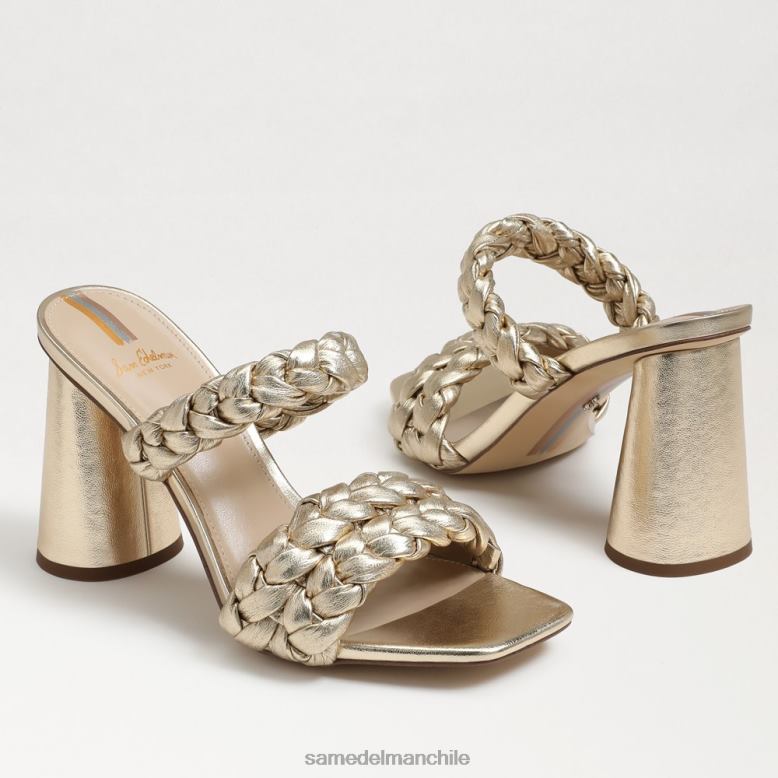 Sam Edelman P802J804 calzado cuero de hoja de oro mujer mules kendra con tacón cuadrado