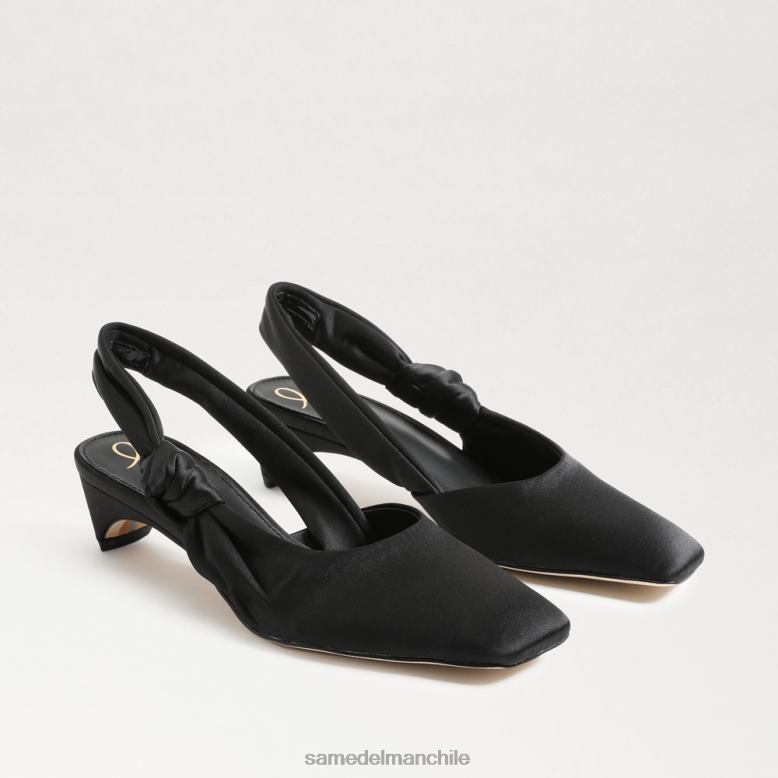 Sam Edelman P802J876 calzado satén negro mujer Meredith tacón gatito destalonado