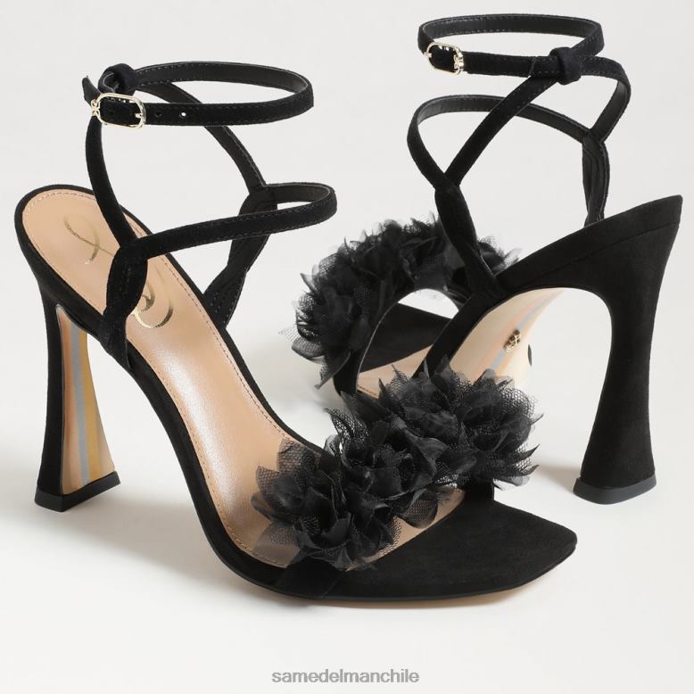 Sam Edelman P802J953 calzado ante negro mujer tacón con tiras leilani