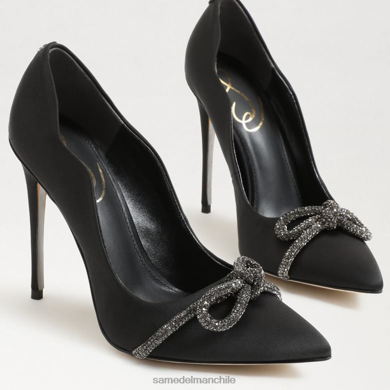 Sam Edelman P802J956 calzado satén negro mujer tacón con punta puntiaguda deela