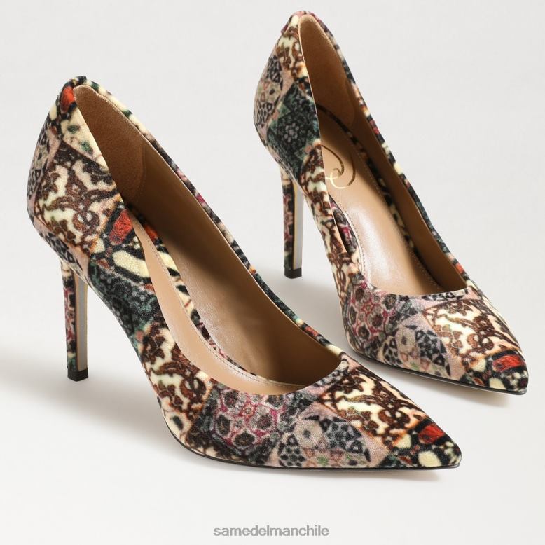 Sam Edelman P802J135 calzado terciopelo marfil multi mujer tacón con punta puntiaguda color avellana