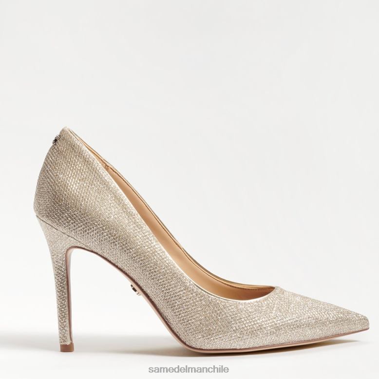 Sam Edelman P802J136 calzado malla dorada clara mujer tacón con punta puntiaguda color avellana