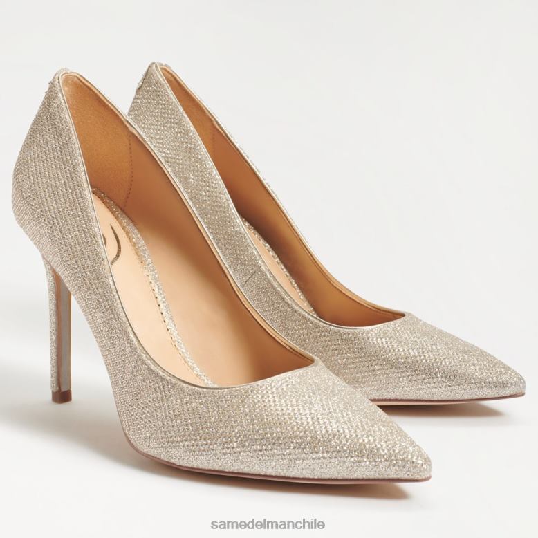 Sam Edelman P802J136 calzado malla dorada clara mujer tacón con punta puntiaguda color avellana