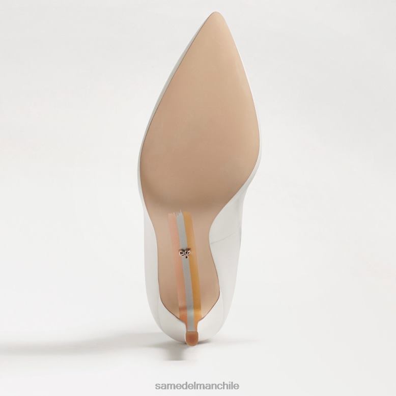Sam Edelman P802J164 calzado cuero blanco brillante mujer tacón con punta puntiaguda color avellana