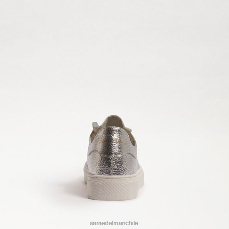 Sam Edelman P802J308 calzado cuero plateado suave mujer zapatillas poppy con cordones