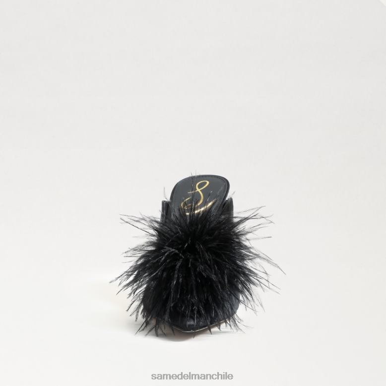 Sam Edelman P802J725 calzado satén negro mujer zapatos tipo mule con plumas anthony