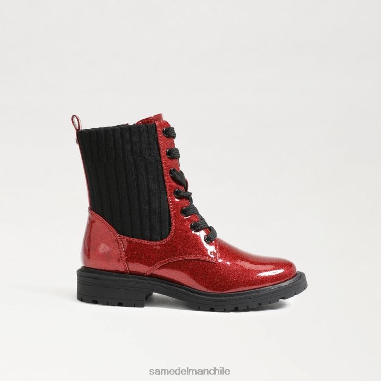 Sam Edelman P802J1012 calzado rojo rubí niños bota de combate lydell