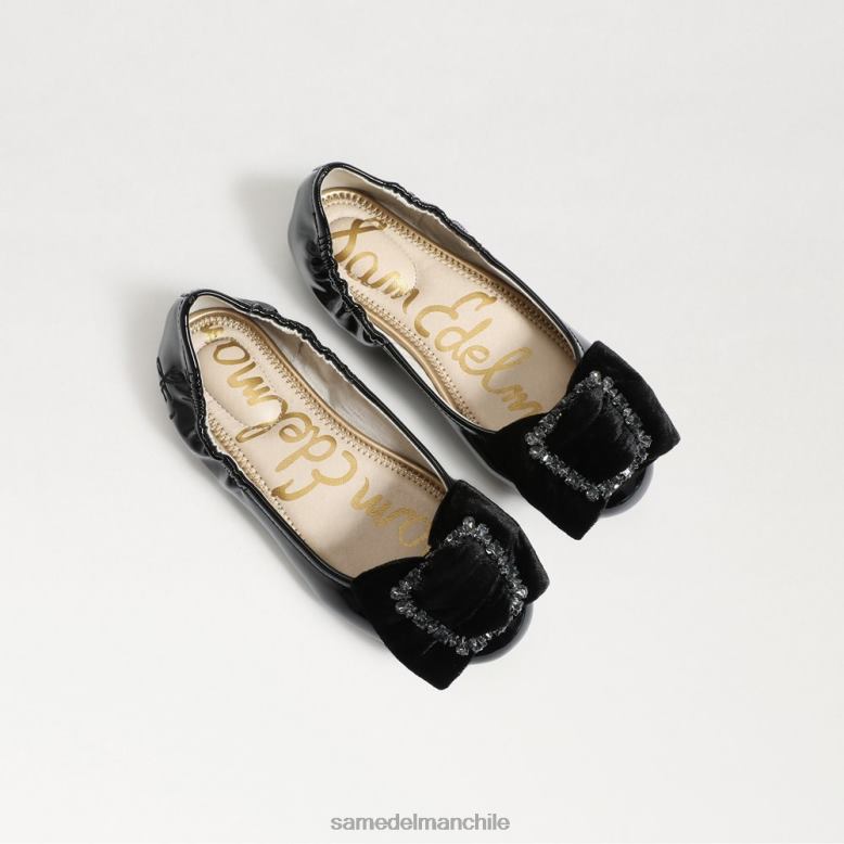 Sam Edelman P802J1055 calzado terciopelo negro niños bailarinas farah