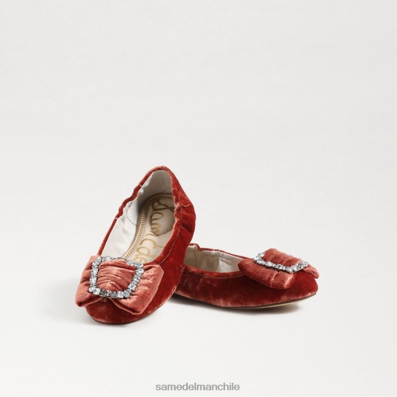 Sam Edelman P802J1058 calzado terciopelo naranja cañón niños bailarinas farah